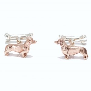dachshund cufflinks solid rose and white gold 3
