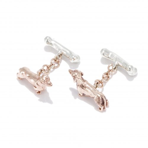 dachshund cufflinks solid rose and white gold 4