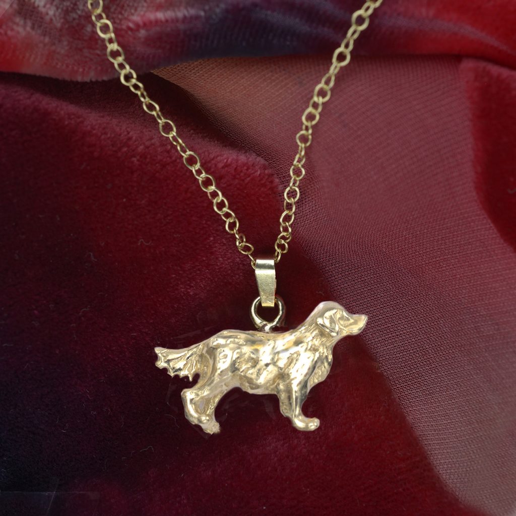 Solid Gold Retriever Pendant Hand Made Gold Dog Pendant