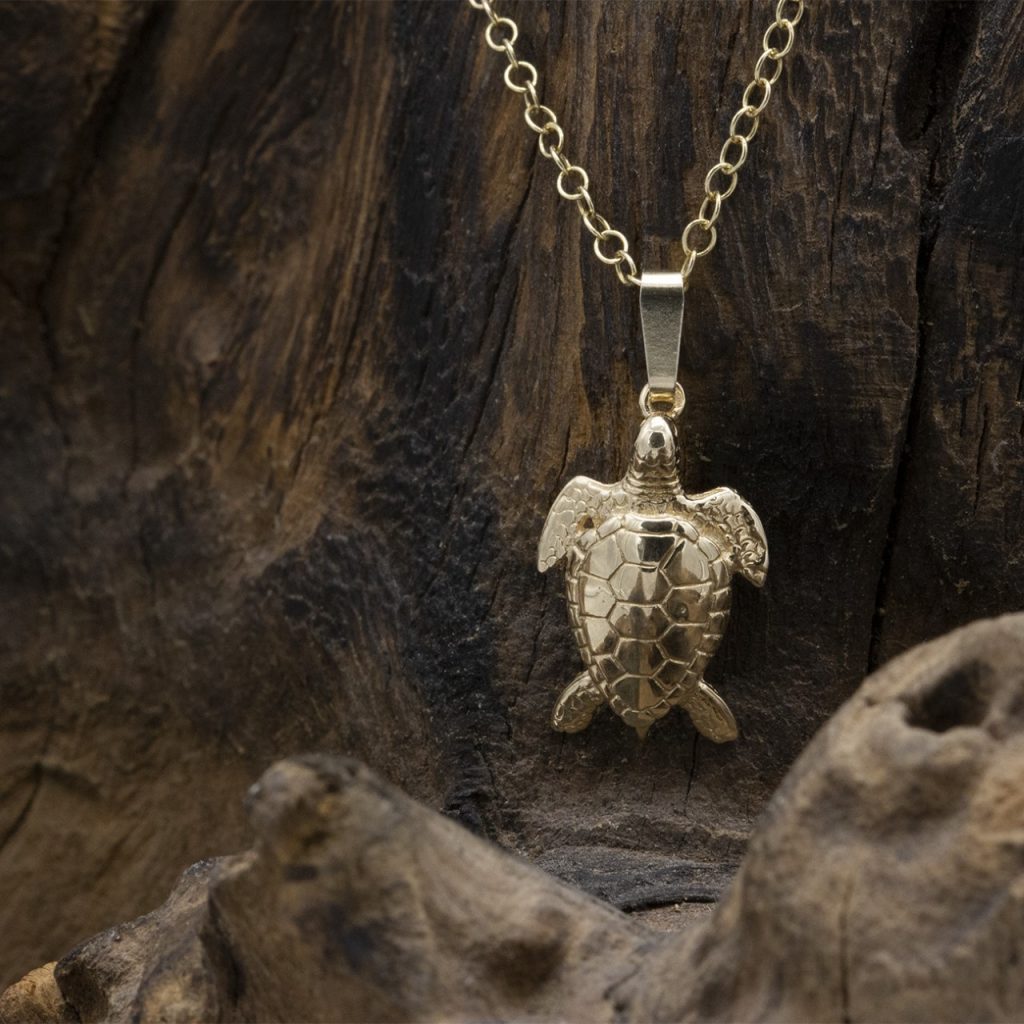 Solid Gold Turtle Pendant Gold Sea Creature Pendant