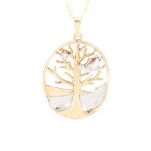 Tree of Life with Diamond in Solid Gold