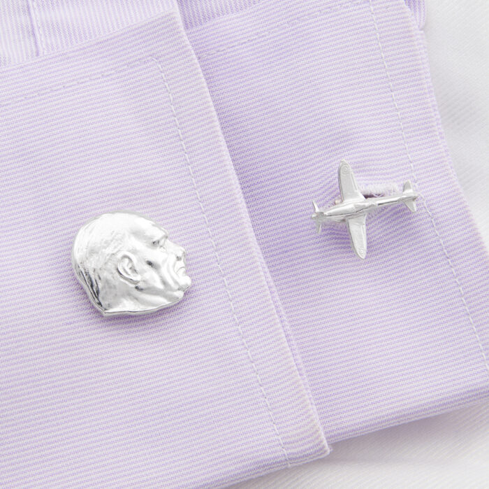 Churchill and Spitfire Cufflinks on solid sterling Silver