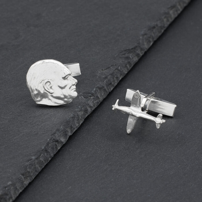 Churchill and Spitfire Cufflinks on solid sterling Silver - Image 2
