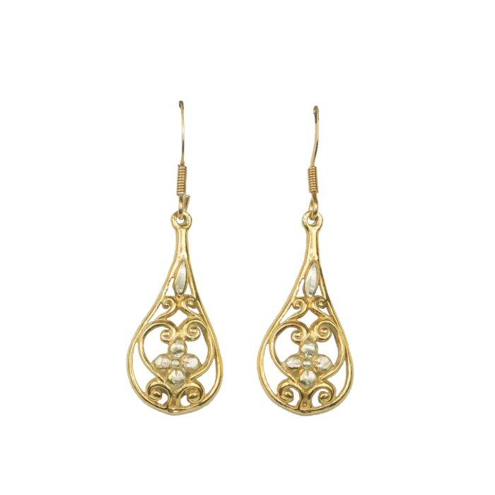 Flower Drop Earring Eighteen Carat Gold On Sterling Silver - Image 2