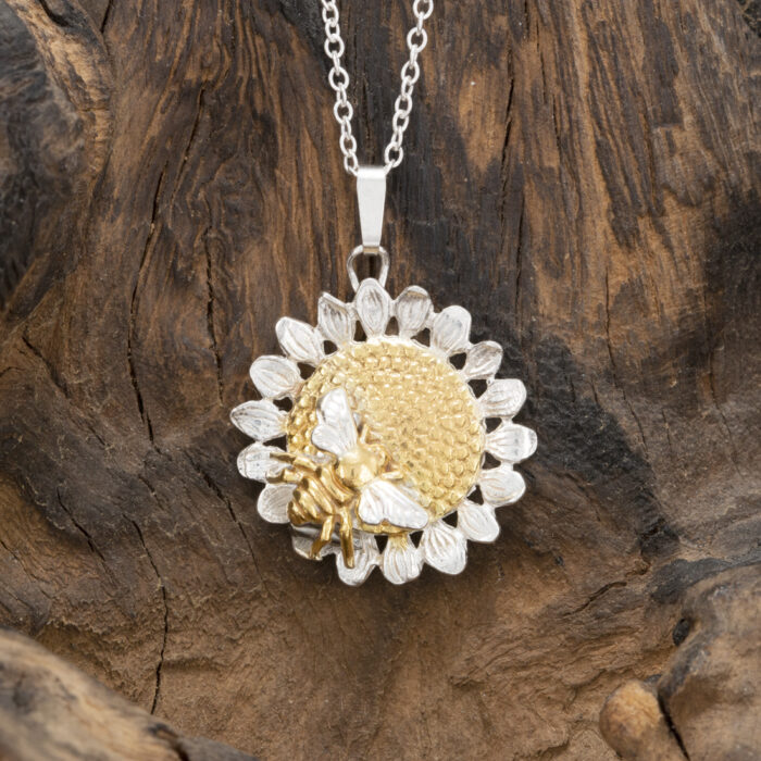 Sunflower and Bee Pendant