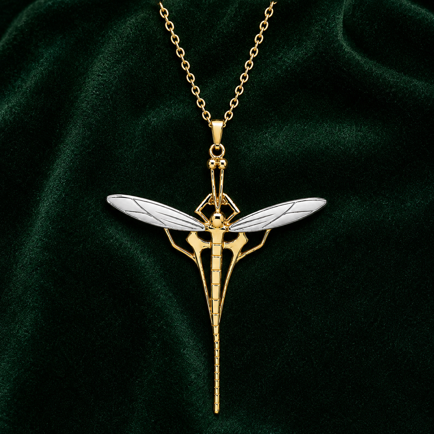 Art Nouveau Dragonfly Pendant Eighteen Carat Gold On Solid Sterling Silver - Image 3