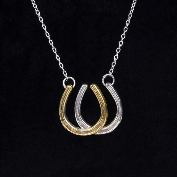 Double Horseshoes Pendant Eighteen Carat Gold On Sterling Silver