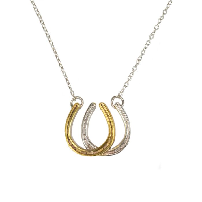 Double Horseshoes Pendant Eighteen Carat Gold On Sterling Silver - Image 2