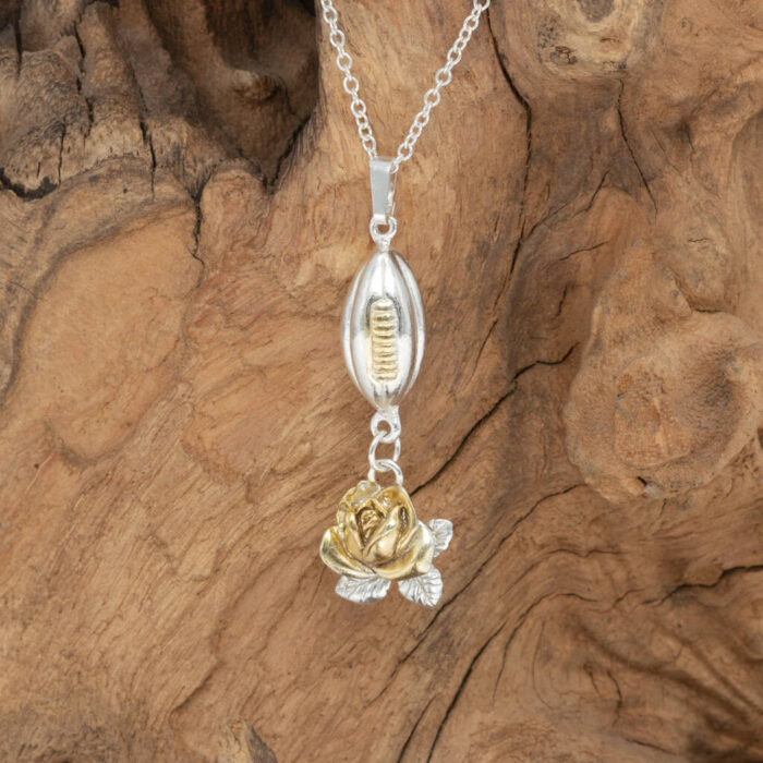 England Rugby Pendant 18ct Gold on Silver