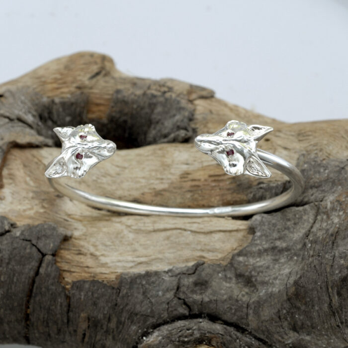 Fox Bangle with Rubies