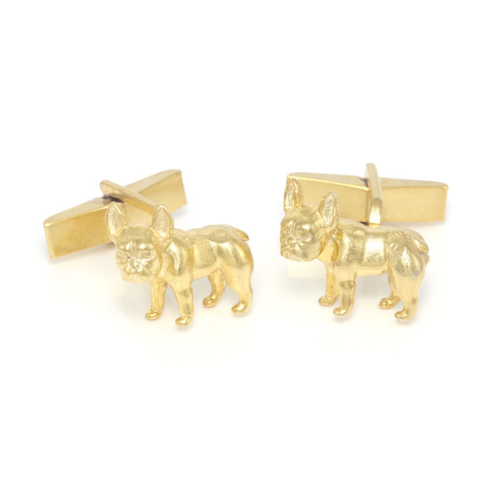 French Bulldog Cufflinks In Solid Silver and 18 carat gold silver - Image 2
