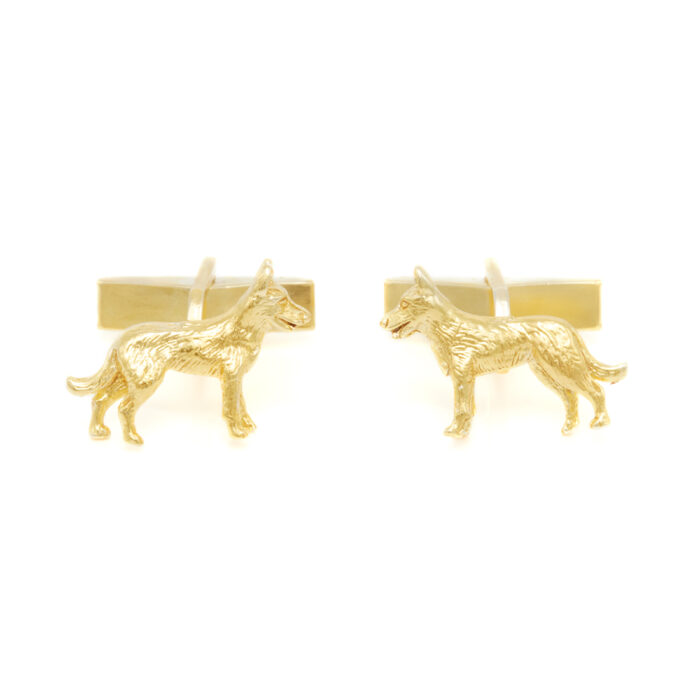 German Shepherd Alsation Cufflinks in Solid Silver and 18 ct Gold - Image 3
