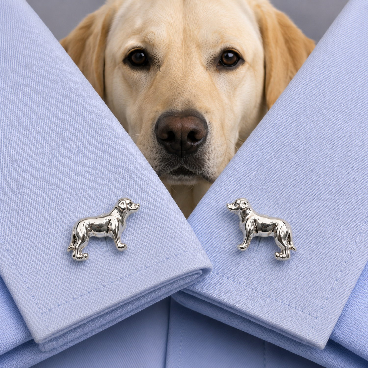 Labrador Cufflinks In Solid Sterling Recycled Silver