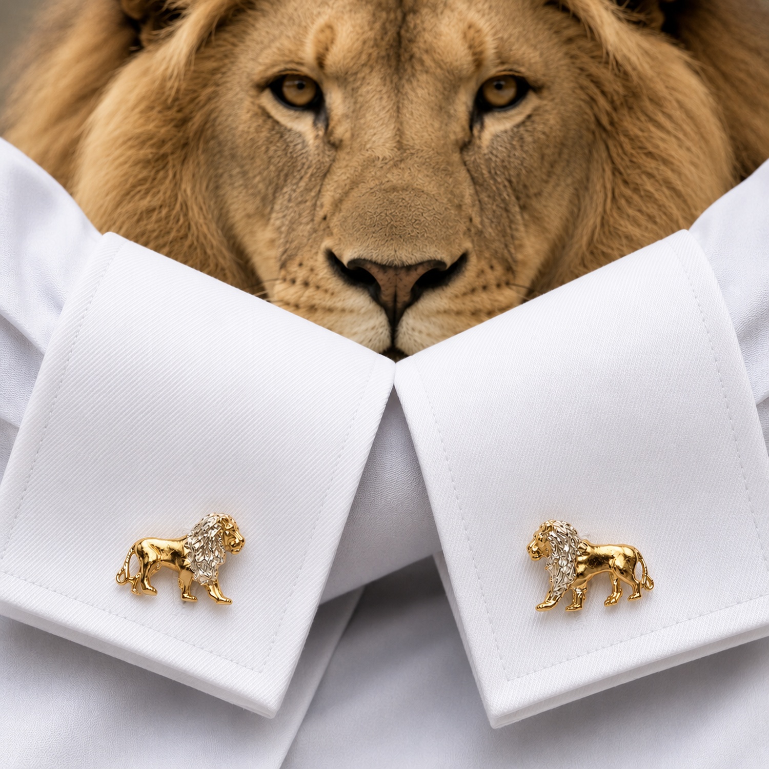 Lion Cufflinks Eighteen Carat Gold On Silver - Image 2