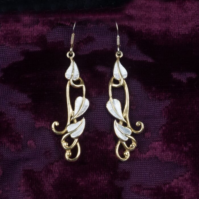 Long Leaf, William Morris Earrings Eighteen Carat Gold On Silver