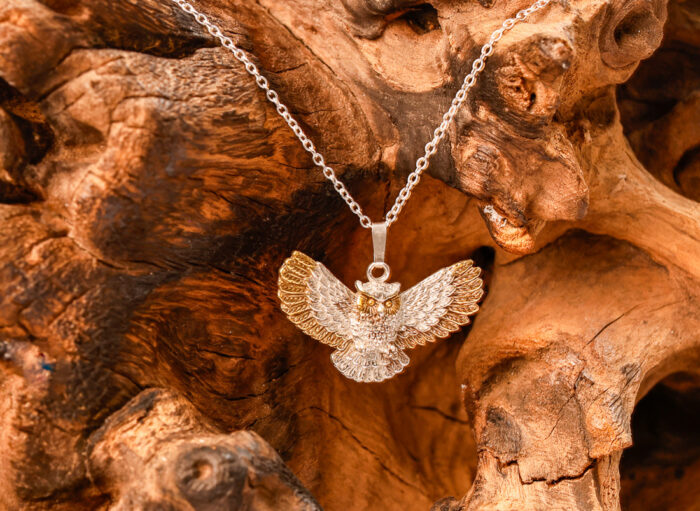 Owl Pendant  in 18 ct Gold on Sterling Silver - Image 2