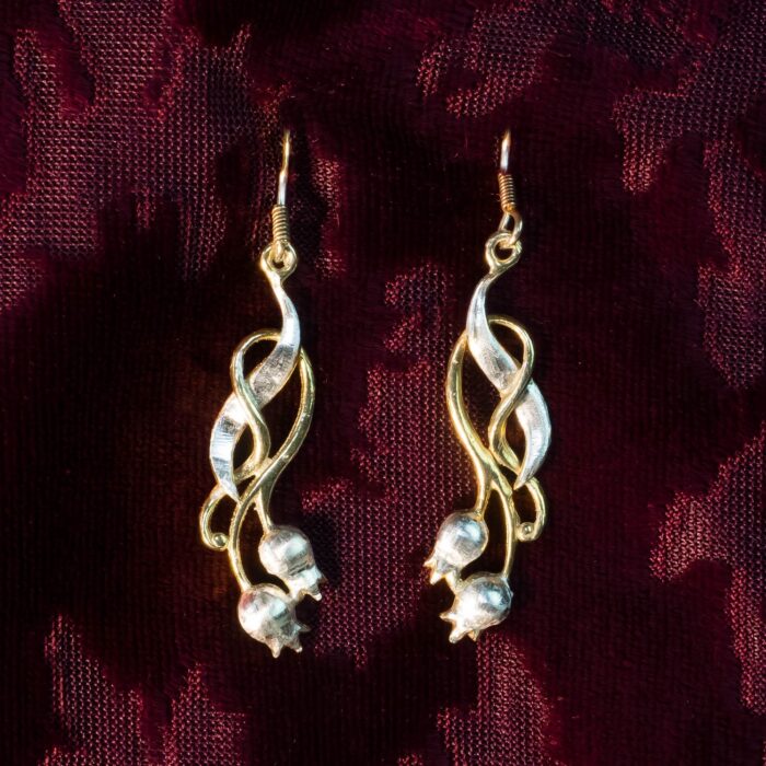 Rosehip Drop Earrings Eighteen Carat Gold On Sterling Silver