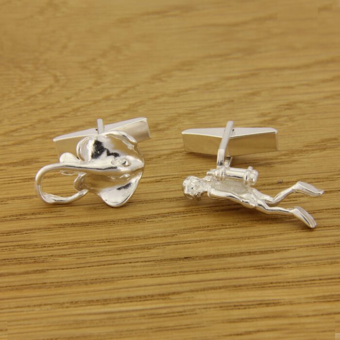 Scuba Diver and Ray Cufflinks