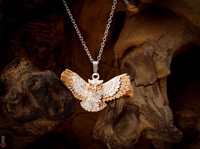Owl Pendant  in 18 ct Gold on Sterling Silver