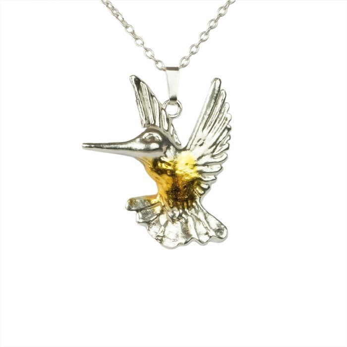 Hummingbird Pendant Eighteen Carat Gold On Sterling Silver