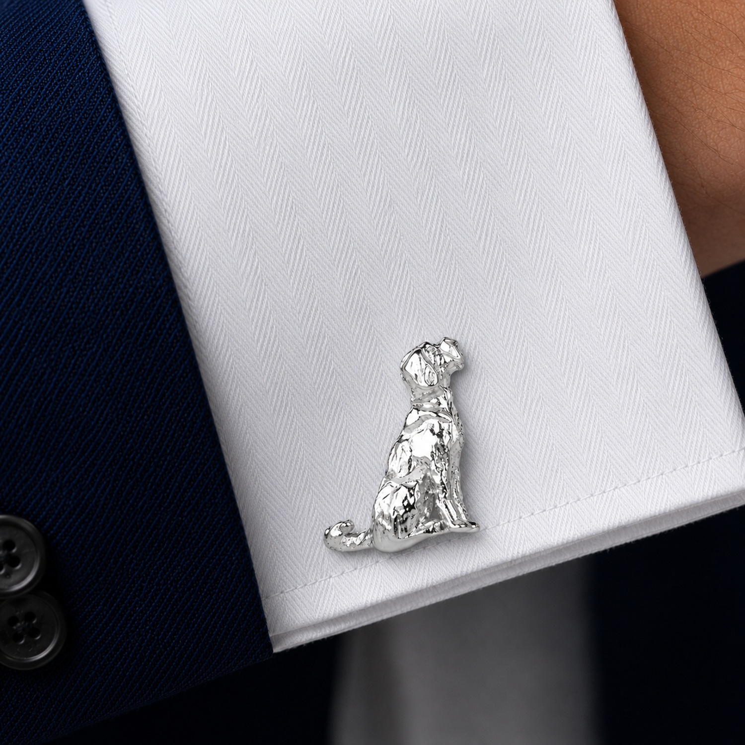 Labradoodle Cufflinks Eighteen Carat Gold On Recycled Sterling Silver - Image 3
